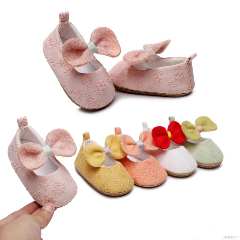 Đôi giày búp bê đính nơ/ Đôi vớ viền ren tập đi chống trượt xinh xắn dành cho bé gái