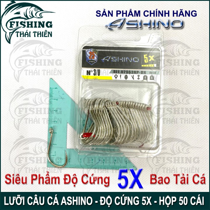 Lưỡi Câu Cá Ashino Thép Trắng Độ Cứng 5X Có Ngạnh Xỏ Lỗ Dùng Câu Sông Câu Biển Các Loại Cá Lớn, Câu Cá Tra Giải