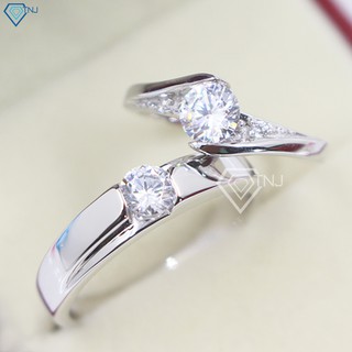 Nhẫn đôi bạc, nhẫn cặp bạc đẹp giá rẻ đính đá khắc tên theo yêu cầu ND0048