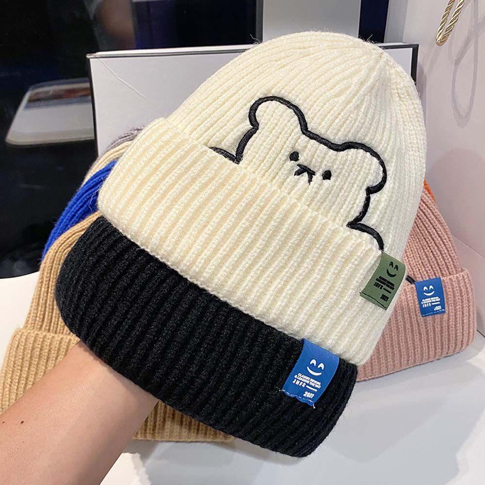 CLEOES Mũ Beanie Dệt Kim Thêu Hình Gấu Dễ Thương Cho Nữ