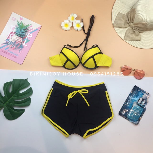 Đồ bơi bikini nữ kín đáo vàng tươi