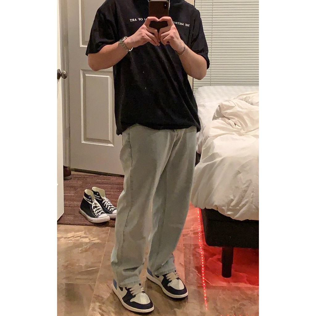 Quần Jean ống rộng dáng suông - màu xanh bạc (ảnh thật) | BigBuy360 - bigbuy360.vn