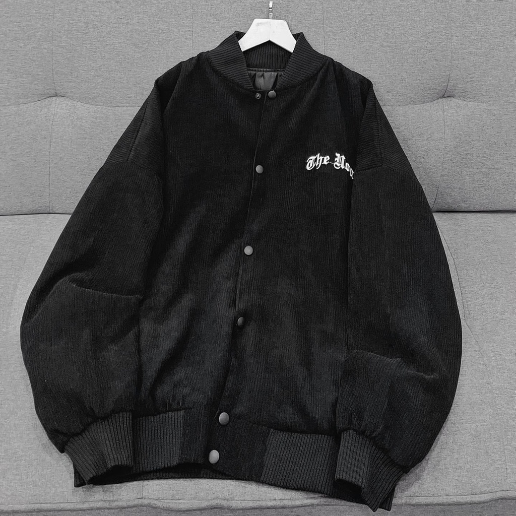 Áo Khoác bomber Nhung The Noah Unisex Ulzzang (Đen+Xám).The Moon