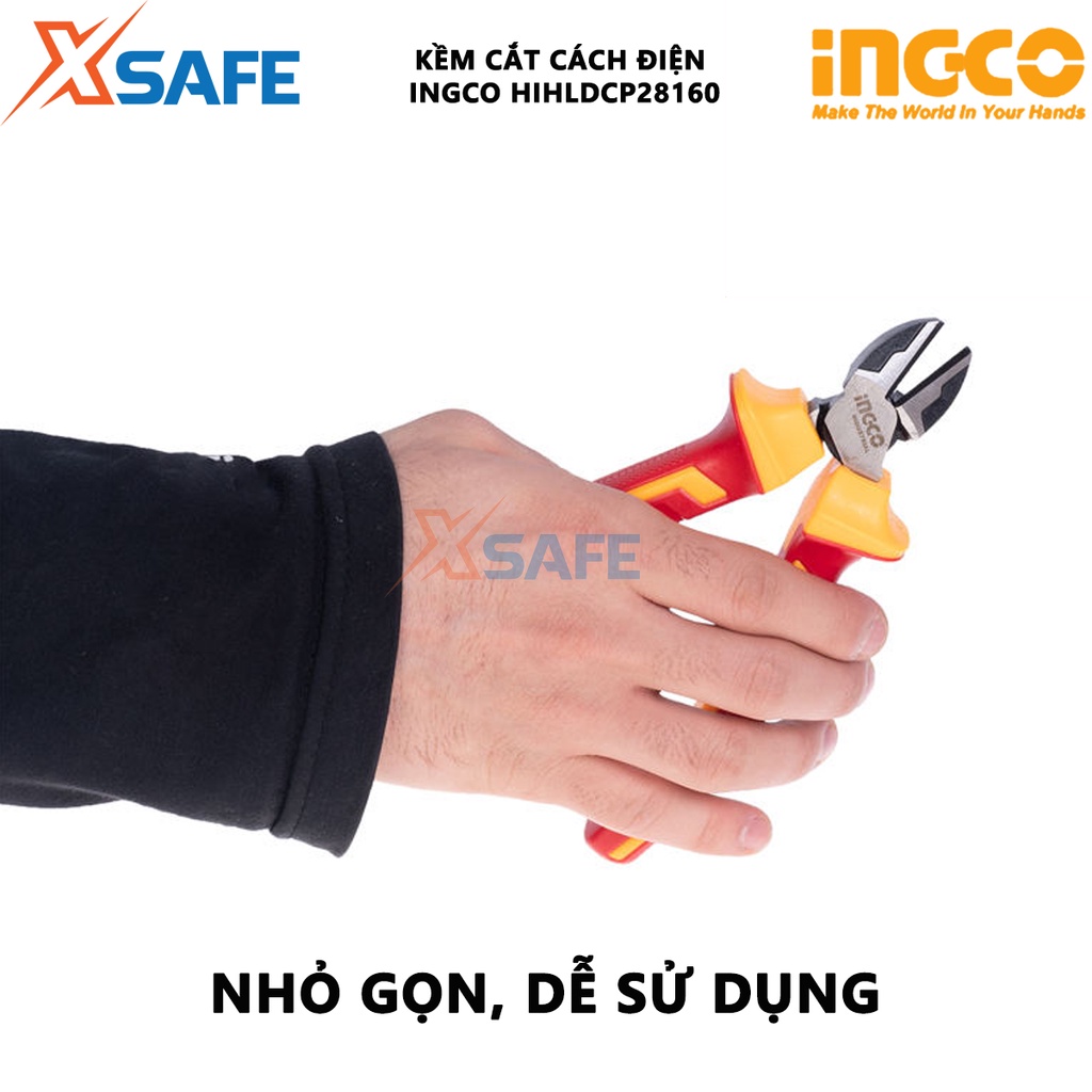 Kìm cắt cách điện cao cấp INGCO HIHLDCP28160 6&quot; (160mm) lên đến 1000V, đầu kềm được mạ đen, đánh bóng