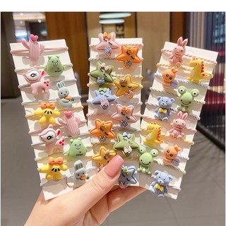 Set 10 Dây Buộc Tóc Gấu Thỏ Hoa Quả Hoạt Hình Ngộ Nghĩnh Cho Bé Gái- shop giao ngẫu nhiên