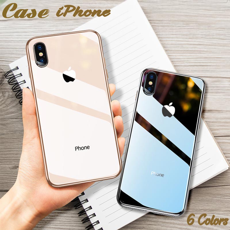 Ốp lưng kính cường lực sang trọng cho điện thoại iPhone XS Max XR X 8 7 6 6s Plus