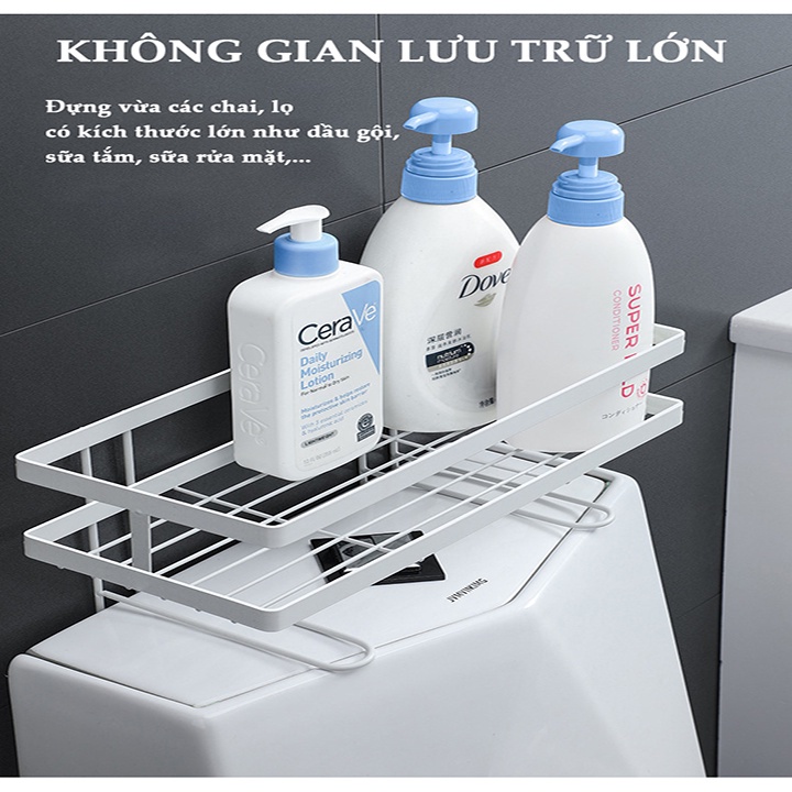 Kệ sắt dán để đồ gọn gàng, sạch đẹp, tiện lợi trên nắp Bồn Cầu,nhỏ gọn