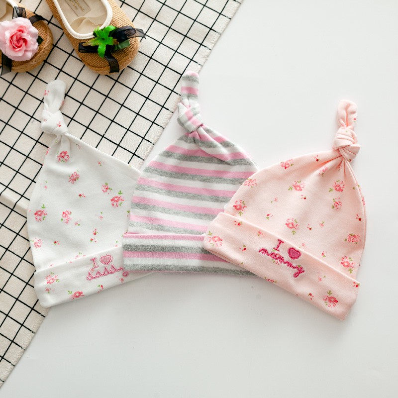 Set 3 MŨ sơ sinh MOMCARE 100% cotton mềm mịn, giữ ấm cho bé 0-6 tháng