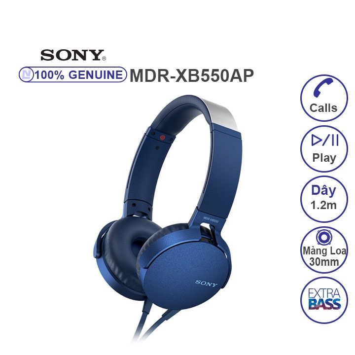 NEW - Full box - Sony MDR XB550AP Tai nghe Chụp tai Extra Bass - Micro