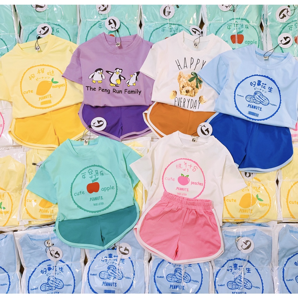 [09-26kg] Bộ quần áo cộc tay trẻ em Cotton SGCP cho bé trai, bé gái đều mặc được - BỘ ĐÙI HOẠT HÌNH Cưng Mún Xỉu
