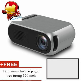 Máy chiếu mini nhỏ gọn rõ trong tối YG320 có màn chiếu 150in kèm theo
