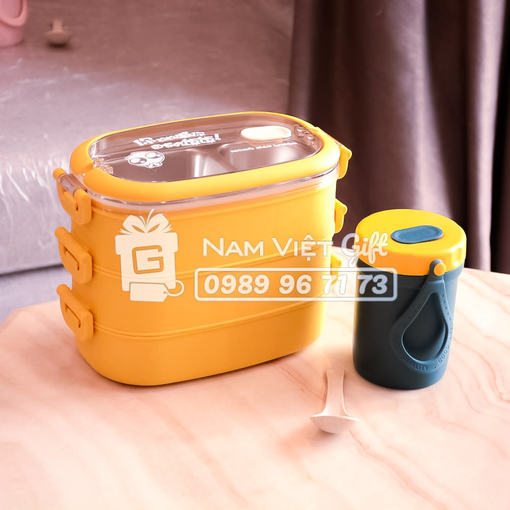 Hộp Cơm Giữ Nhiệt Hiện Đại INOX304 Kèm Hộp Đựng Soup