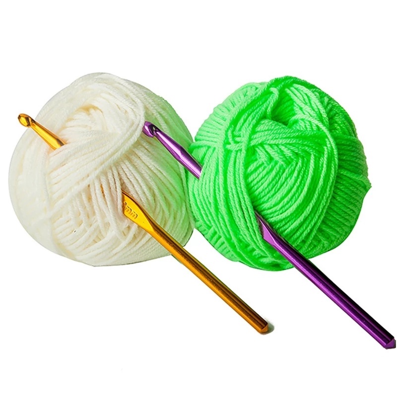 Set 8 kim móc len đơn đầu kim loại nhiều màu sắc