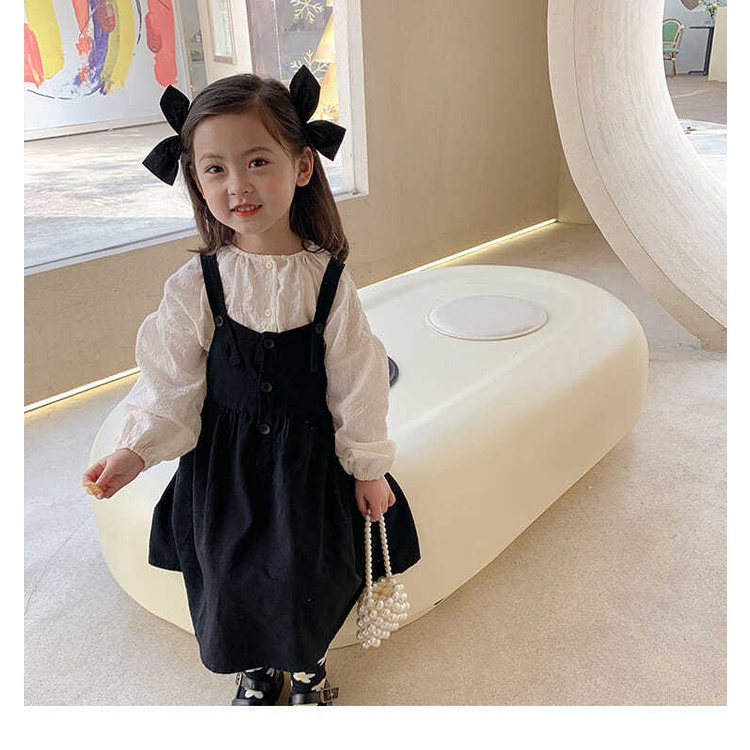 Bộ Áo Sơ Mi Tay Phồng + Váy Yếm 22 Kiểu Mới Phong Cách Hàn Quốc Nhật Bản Cho Bé Gái