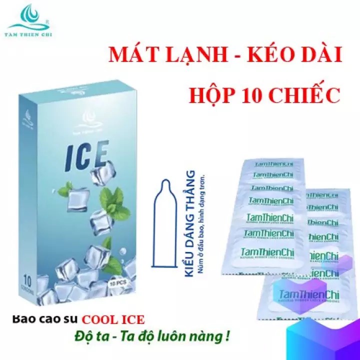 [ CHÍNH HÃNG ] - Bao Cao Su Tâm Thiện Chí Ice, Siêu Mỏng, Mát Lạnh Hương Bạc Hà -  Hộp 10 Chiếc