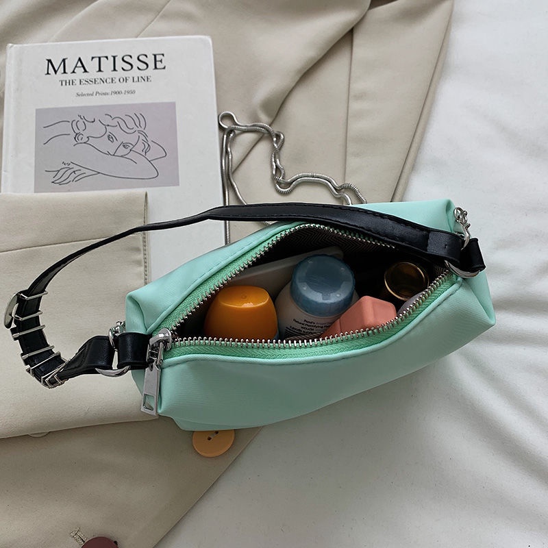 Túi Xách Đeo Vai Vải Satin In Chữ Đính Đá Thiết Kế Dễ Thương