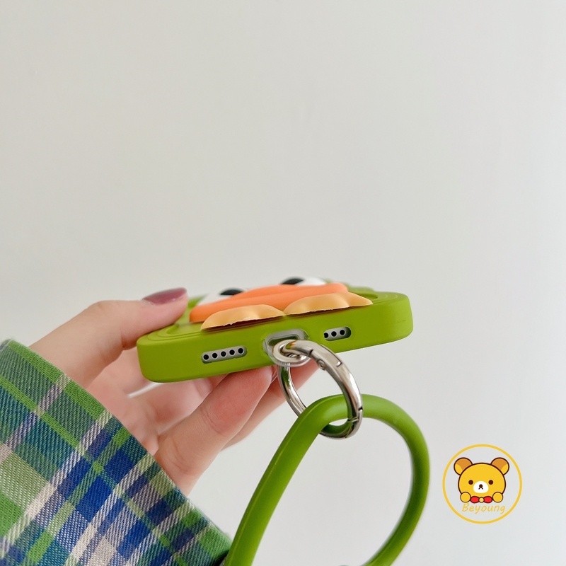 Ốp Điện Thoại Silicon Hình Vịt Mắt To 3D Có Dây Đeo Tay Màu Kẹo Cho OPPO Reno 8 Pro Plus + 6 5G