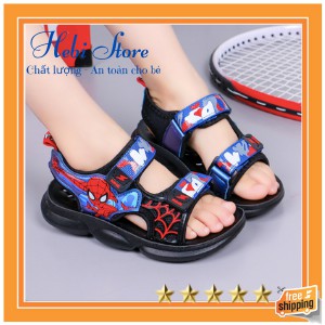 Giày sandal siêu nhân nhện bé trai quai ngang ánh xanh từ 3-12 tuổi