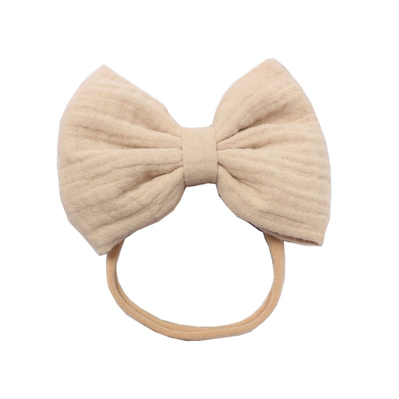 Băng Đô Cotton Mềm Co Giãn Đính Nơ Thời Trang Cho Bé Gái