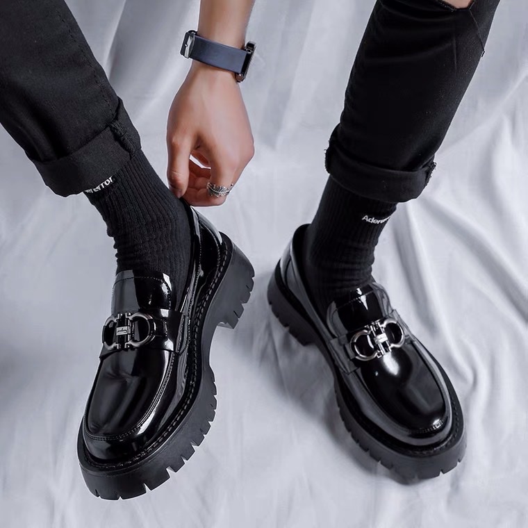 Giày Chunky Loafers nam, Giày da HOMME hiện đại đế đúc tăng 4,5cm chiều cao 21288-R