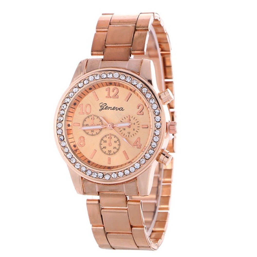 Geneva Wristwatches Stainless Steel Strap 521 Diamond Digital Watches For Women