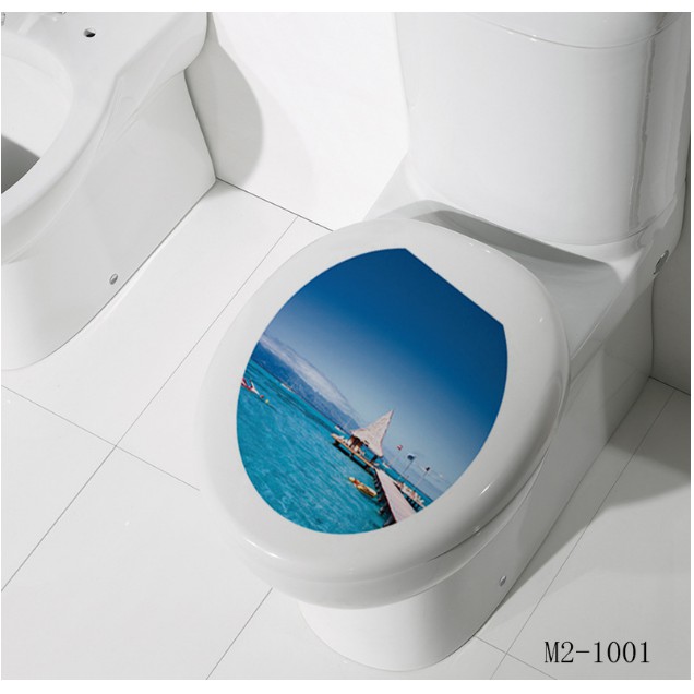Decal trang trí Toilet cao cấp - Bãi biển lớn