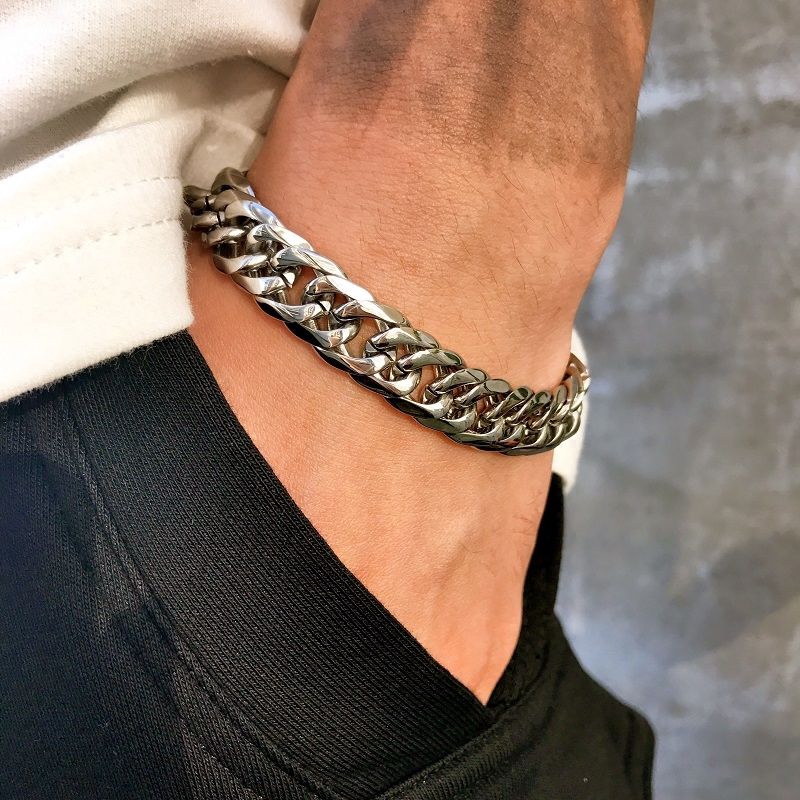 Vòng Tay Thép Titan Màu Trơn Phong Cách Hiphop