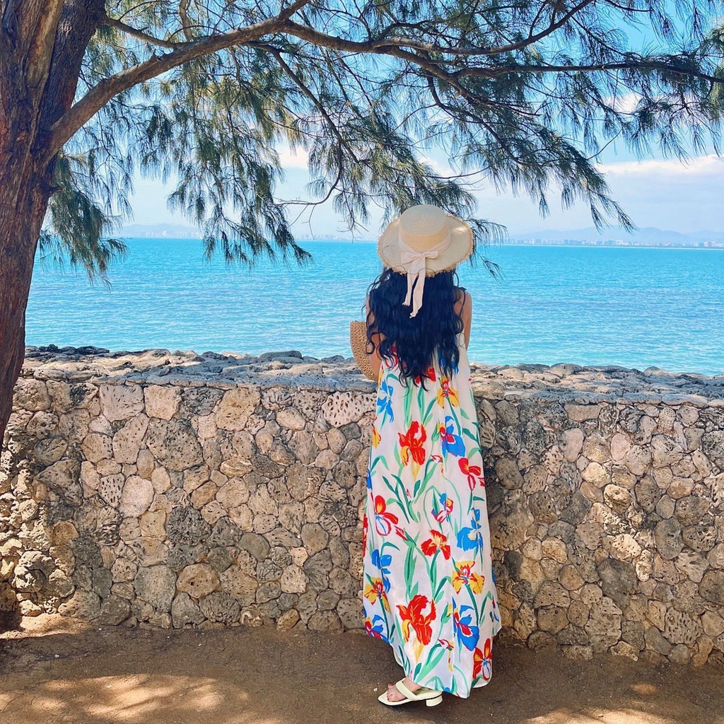 Đầm midi Hai Dây Dáng Dài Vải satin In Hoa Thời Trang Mùa Hè