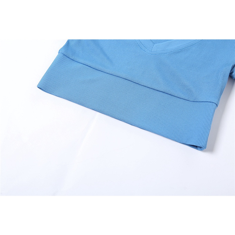 Set Áo Thun Tay Ngắn Cổ Chữ U + Quần Sọt Lưng Cao Màu Trơn Cho Nữ