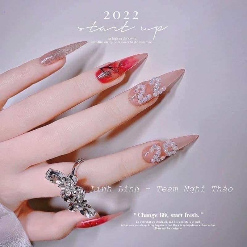 Khay trai nửa mix trắng và trắng ngà trang trí móng MIAN