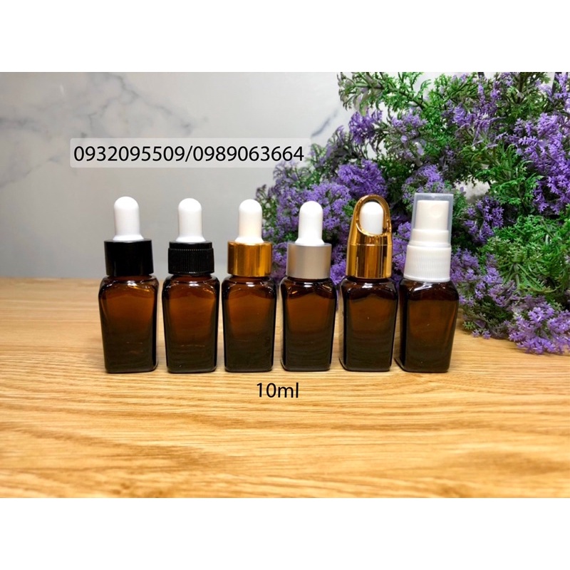 Chai vuông 10ml đựng serum mỹ phẩm tinh dầu