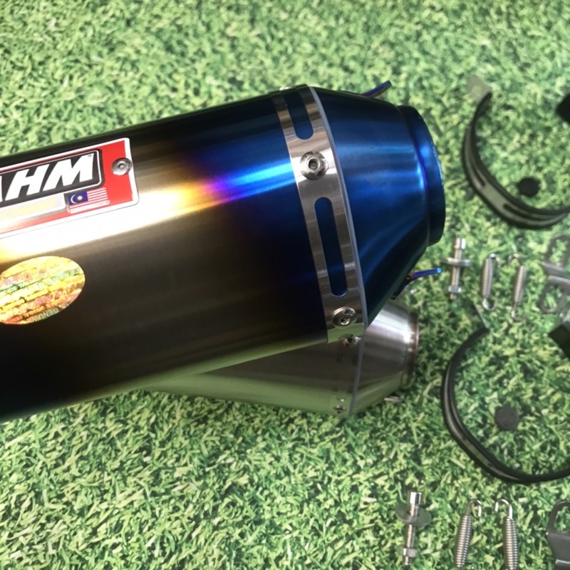 Pô AHM M3 titan - Bạc gắn Ex, Winner, Sirius, Raider, Satria, Wave, Drem...Tặng Kèm Tiêu Tiện CNC