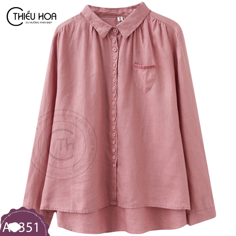 Áo sơ mi nữ thiết kế cho nữ trung niên, chất liệu cotton cao cấp, kiểu dáng trẻ trung, hiện đại Thiều Hoa A0351