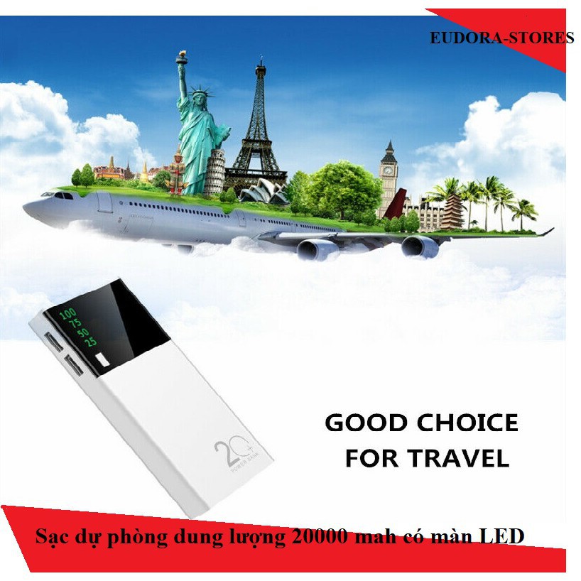 sạc dự phòng dung lượng 20000 mah có màn LED hiển thị/ sạc dự phòng ngoài cho điện thoại di động/ sặc pin androi và ios