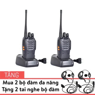 Combo 2 bộ đàm đa năng Baofeng BF-888s Đời mới nhất tặng kèm tai nghe bộ đàm chuyên dụng