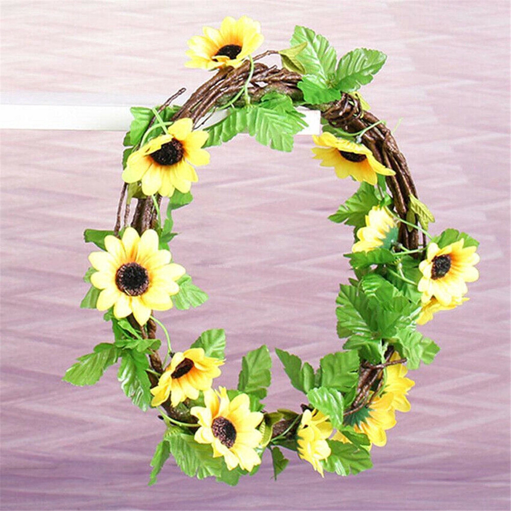 Cod Qipin Artificial Sunflower Garland Vine Silk Fake Flowers Wedding Home Party Decor Accessories