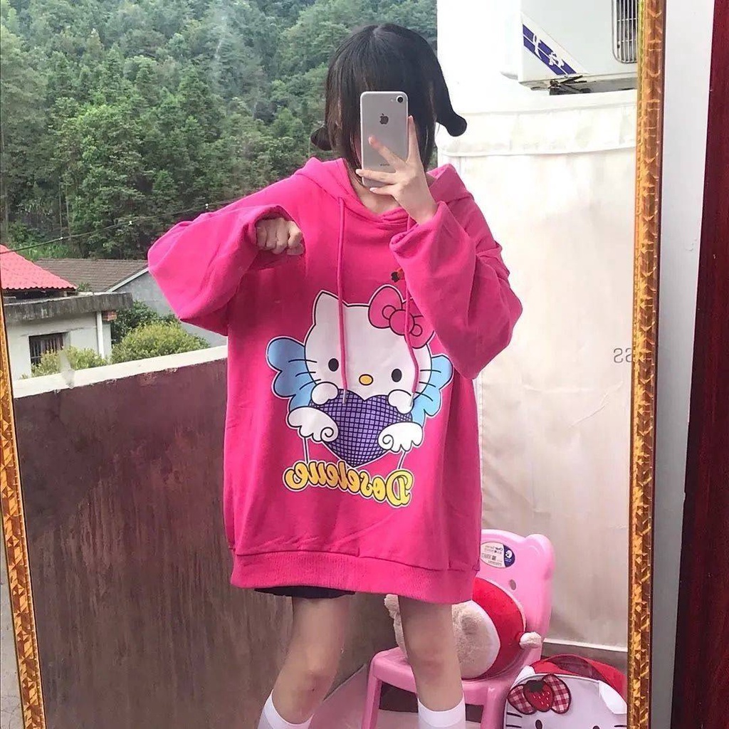 Hellokitty Áo Hoodie In Hình Hello Kitty Phong Cách Hàn Quốc Thời Trang Xuân Thu 2021 Cho Nữ