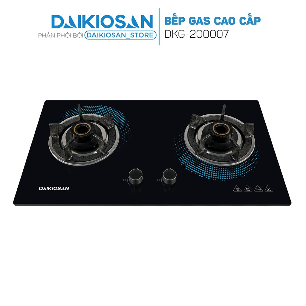 Bếp gas đôi Daikiosan DKG-200007 - Lắp đặt âm, hệ thống đánh lửa IC cao cấp, mặt kính sang trọng, bền bỉ