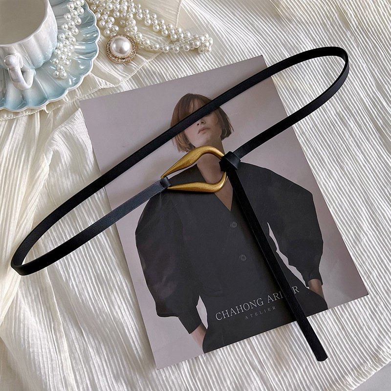 Thắt Lưng Da PU Mỏng Khóa Kim Loại Thời Trang Cho Nữ