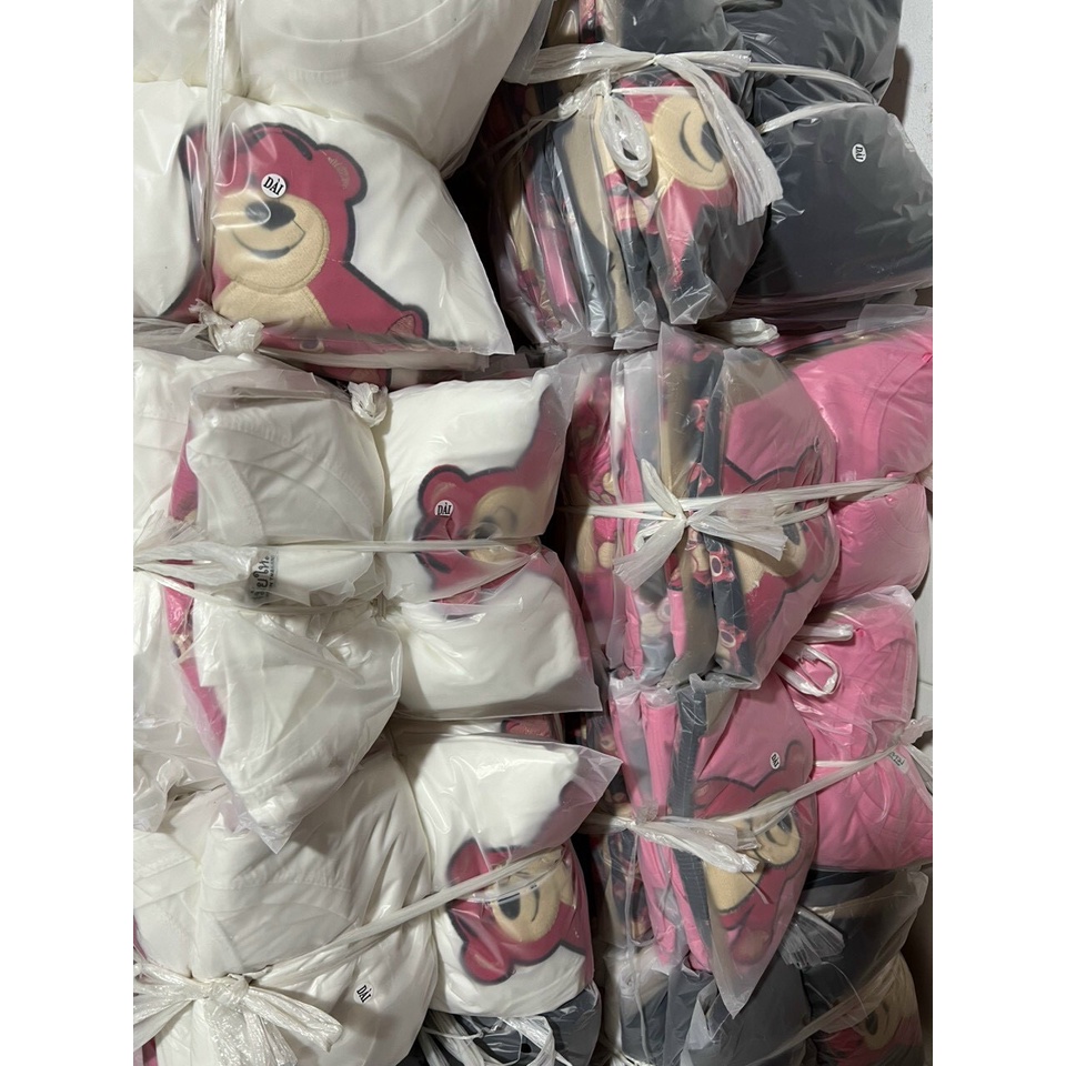 Set Bộ Nữ Áo Thun Thêu Gấu + Quần Dài Suông Gấu