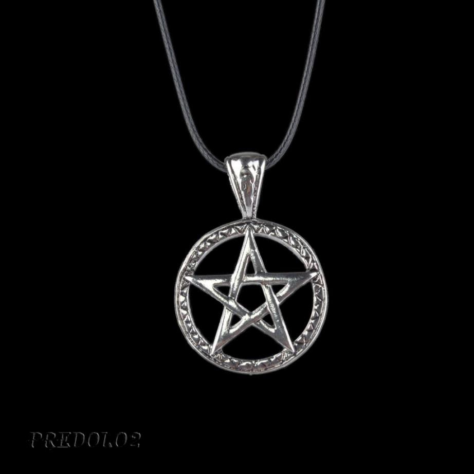 Pentagram Pentacle Star Rune Norse Viking Pendant Necklace Antique Silver