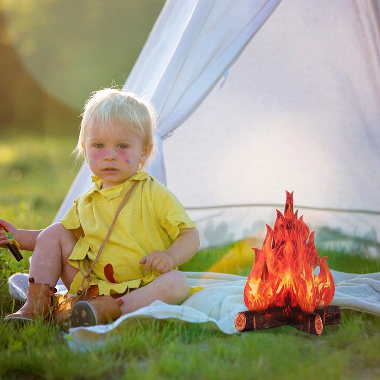Phụ Kiện Trang Trí Tiệc BBQ Hình Ngọn Lửa 3D Bằng Giấy Bìa Cứng