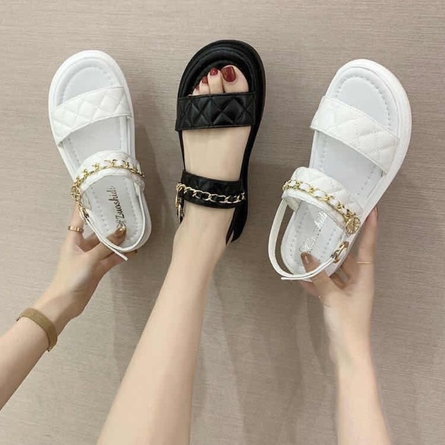 Sandal nữ,sandal học sinh,sandal 2 quai Zuashi kèm dây xích