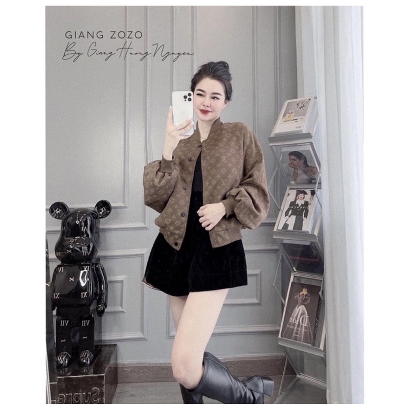 Áo Bomber Cúc Trơn Nâu Bo Chun LV Tôn Da Chất Dày Dặn | BigBuy360 - bigbuy360.vn
