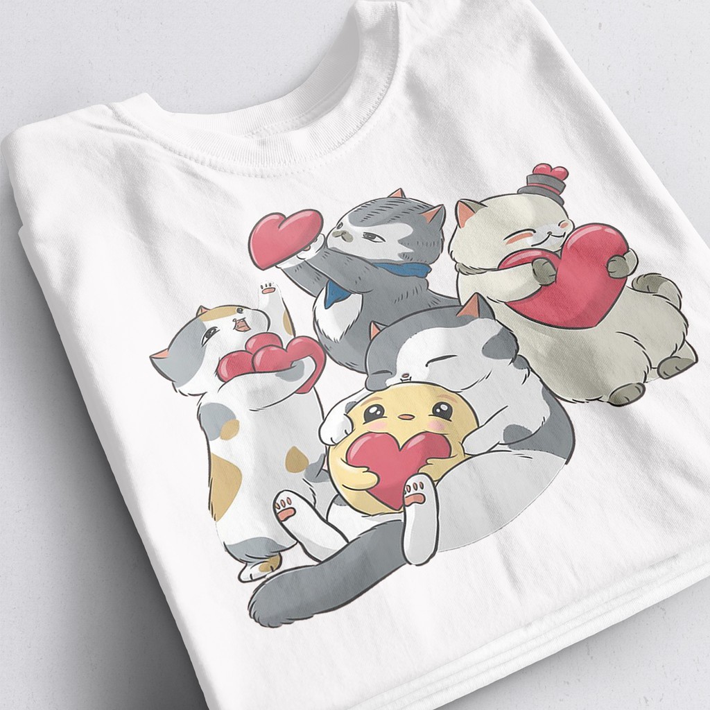 Áo thun Cotton Trắng Mèo Floofler Unisex Nam Nữ