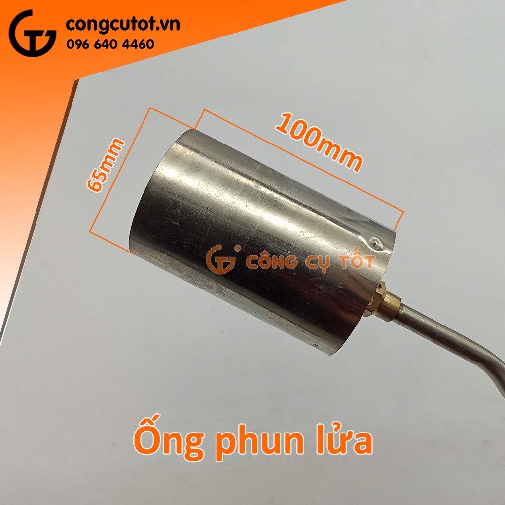 Đèn khò ga công nghiệp cán dài 60cm ống lửa Φ65mm dây gas 1m50