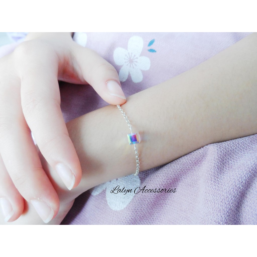 Vòng tay Lắc tay bạc 925 pha lê Swarovski vuông cao cấp handmade B071