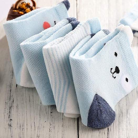 Sét 5 đôi tất lưới điều hoà cao cổ co dãn thoáng khí sử dụng được quanh năm cho bé