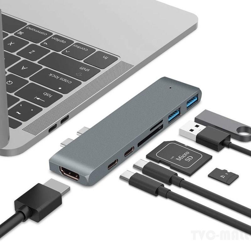 Bộ Chuyển Đổi Type-C Sang Thunderbolt 3 + Type-C + 4k Hdmi + Usb 3.0x2 + Sd + Microsd