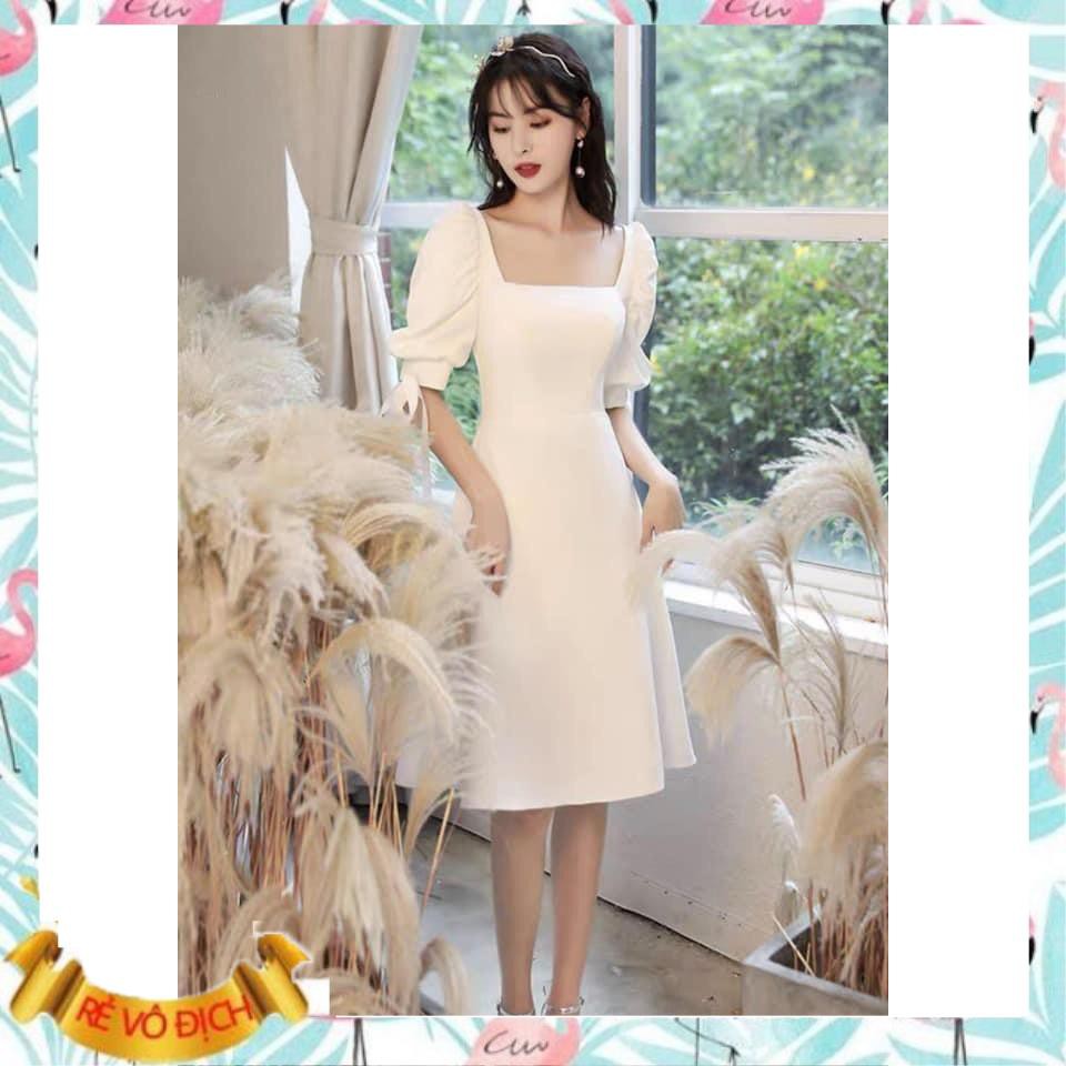 Đầm trắng tinh khôi cổ vuông tay bồng thắt nơ - Lina dress | BigBuy360 - bigbuy360.vn